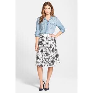 NWT Halogen Floral Check Midi Skirt